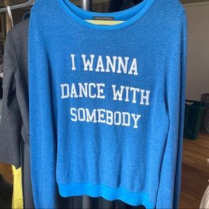 Wildfox Blue I Wanna Dance With Somebody Sweater